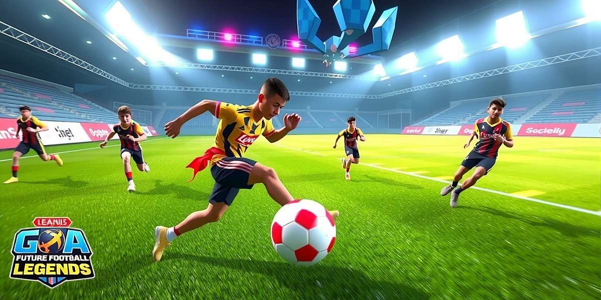 Goa Future Football Legends - Gameplay Screenshot Goa Future Football Legends gameplay showing young footballers in action on a futuristic Goan stadium